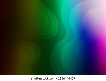 Dark Multicolor, Rainbow vector template with liquid shapes. Modern gradient abstract illustration with bandy lines. New composition for your brand book.