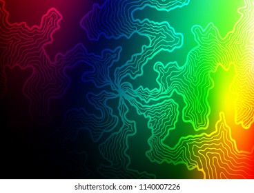 Dark Multicolor, Rainbow vector template with abstract lines. Blurred geometric sample with gradient bubbles.  The template for cell phone backgrounds.