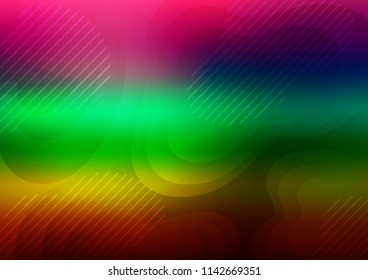Dark Multicolor, Rainbow vector template with repeated lines. Decorative shining illustration with lines on abstract template. The template can be used as a background.