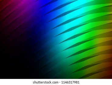 Dark Multicolor, Rainbow vector template with repeated sticks. Lines on blurred abstract background with gradient. The pattern can be used for websites.