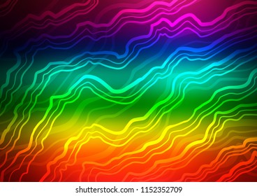 Dark Multicolor, Rainbow vector template with bent lines. A vague circumflex abstract illustration with gradient. The template for cell phone backgrounds.