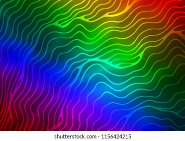 Dark Multicolor, Rainbow vector template with bent lines. Shining illustration, which consist of blurred lines, circles. A completely new marble design for your business.