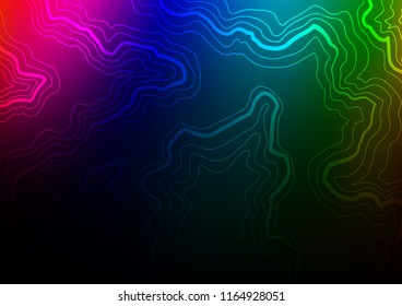 Dark Multicolor, Rainbow vector template with lines, ovals. A vague circumflex abstract illustration with gradient. Brand new design for your ads, poster, banner.