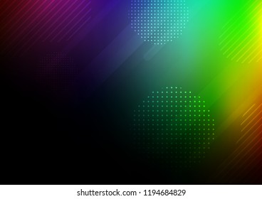 Dark Multicolor, Rainbow vector template with repeated sticks, circles. Decorative shining illustration with lines, dots on abstract template. Pattern  for ads, poster, banner for commertials.