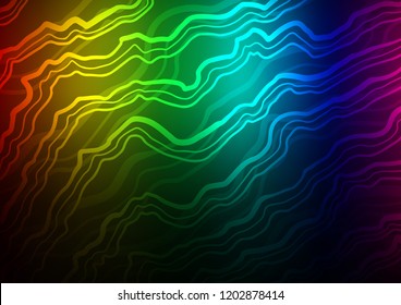 Dark Multicolor, Rainbow vector template with lava shapes. Creative illustration in halftone marble style with gradient. Textured wave pattern for backgrounds.