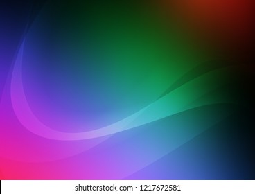 Dark Multicolor, Rainbow vector template with bent ribbons. A sample with blurred bubble shapes. Marble design for your web site.