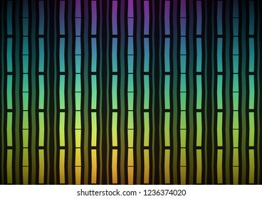 Dark Multicolor, Rainbow vector template with repeated sticks. Lines on blurred abstract background with gradient. The pattern can be used as ads, poster, banner for commercial.