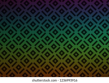 Dark Multicolor, Rainbow vector template with sticks, squares. Colorful decorative design in simple style with lines, rhombuses. Pattern for business booklets, leaflets.