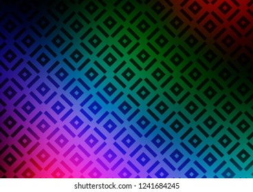 Dark Multicolor, Rainbow vector template with sticks, squares. Modern geometric abstract illustration with lines, squares. Pattern for business booklets, leaflets.