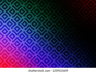 Dark Multicolor, Rainbow vector template with sticks, squares. Colorful decorative design in simple style with lines, rhombuses. Pattern for business booklets, leaflets.