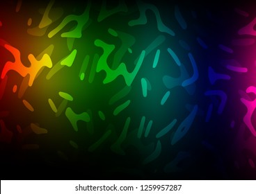 Dark Multicolor, Rainbow vector template with abstract lines. Modern gradient abstract illustration with bandy lines. Brand new design for your ads, poster, banner.