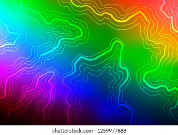 Dark Multicolor, Rainbow vector template with bent lines. A vague circumflex abstract illustration with gradient. Textured wave pattern for backgrounds.