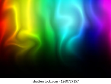 Dark Multicolor, Rainbow vector template with liquid shapes. Glitter abstract illustration with wry lines. Brand new design for your ads, poster, banner.