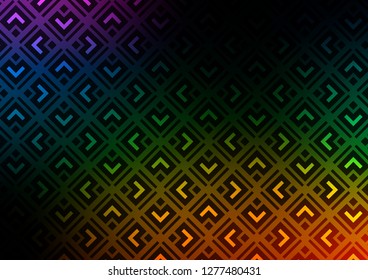 Dark Multicolor, Rainbow vector template with sticks, squares. Colorful illustration with lines, cubes on abstract template. Pattern for websites, landing pages.