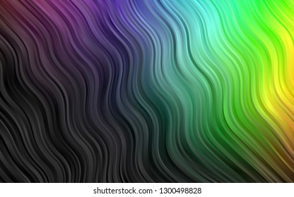 Dark Multicolor, Rainbow vector template with lines, ovals. Shining crooked illustration in marble style. A completely new template for your business design.