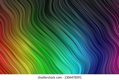 Dark Multicolor, Rainbow vector template with lines, ovals. A vague circumflex abstract illustration with gradient. The template for cell phone backgrounds.