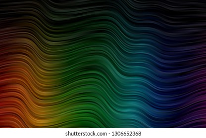 Dark Multicolor, Rainbow vector template with lines, ovals. Geometric illustration in marble style with gradient.  Pattern for your business design.