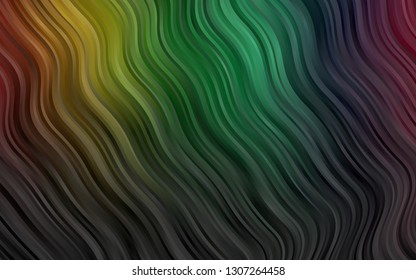 Dark Multicolor, Rainbow vector template with bent lines. Brand new colored illustration in marble style with gradient. New composition for your brand book.