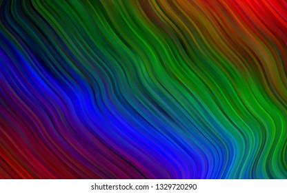 Dark Multicolor, Rainbow vector template with bent ribbons. A vague circumflex abstract illustration with gradient. A completely new marble design for your business.