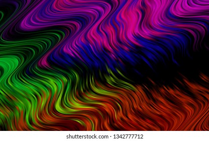 Dark Multicolor, Rainbow vector template with bent lines. A vague circumflex abstract illustration with gradient. Pattern for your business design.