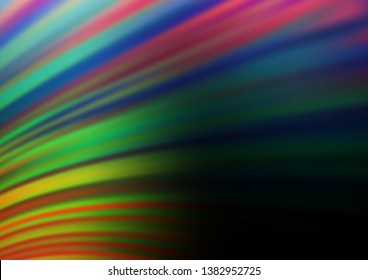 Dark Multicolor, Rainbow vector template with lines, ovals. A sample with blurred bubble shapes. New composition for your brand book.