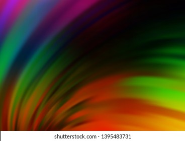 Dark Multicolor, Rainbow vector template with bent lines. A vague circumflex abstract illustration with gradient. New composition for your brand book.