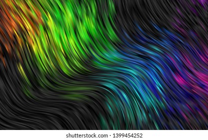 Dark Multicolor, Rainbow vector template with abstract lines. Shining illustration, which consist of blurred lines, circles. The best blurred design for your business.