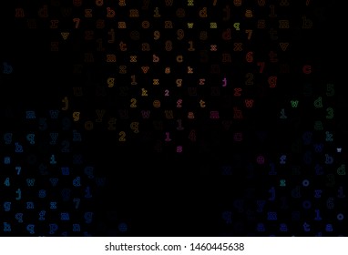 Dark Multicolor, Rainbow vector template with isolated letters. Shining colorful illustration with isolated letters. The pattern can be used for ad, booklets, leaflets of education.