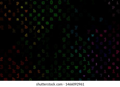 Dark Multicolor, Rainbow vector template with isolated letters. Shining illustration with ABC symbols on abstract template. The pattern can be used for school, grammar websites.