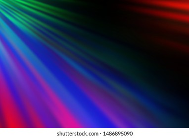 Dark Multicolor, Rainbow vector template with repeated sticks. Lines on blurred abstract background with gradient. Best design for your ad, poster, banner.
