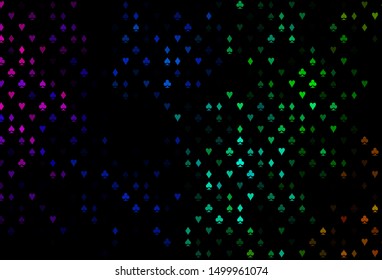Dark Multicolor, Rainbow vector template with poker symbols. Glitter abstract sketch with isolated symbols of playing cards. Pattern for ads of parties, events in Vegas.