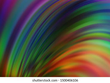Dark Multicolor, Rainbow vector template with lines, ovals. Modern gradient abstract illustration with bandy lines. A completely new template for your business design.