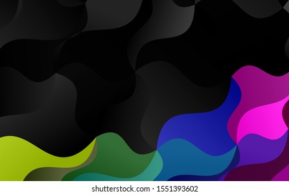 Dark Multicolor, Rainbow vector template with lava shapes. Modern gradient abstract illustration with bandy lines. Pattern for your business design.