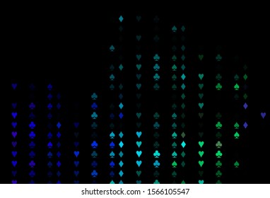 Dark Multicolor, Rainbow vector template with poker symbols. Glitter abstract sketch with isolated symbols of playing cards. Smart design for your business advert of casinos.