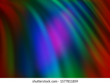 Dark Multicolor, Rainbow vector template with abstract lines. A sample with blurred bubble shapes. Marble design for your web site.