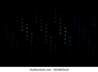 Dark Multicolor, Rainbow vector template with poker symbols. Shining illustration with hearts, spades, clubs, diamonds. Pattern for booklets, leaflets of gambling houses.