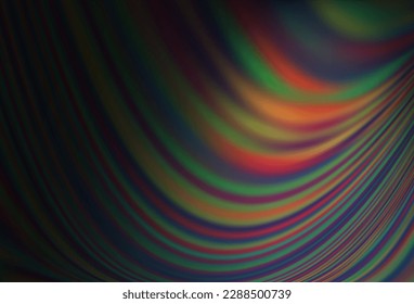 Multicolor oscuro, plantilla vectorial arco iris con líneas dobladas. Ilustración brillante, que consiste en líneas borrosas, círculos. El mejor diseño borroso para su negocio.