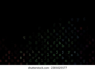 Dark Multicolor, Rainbow vector template with isolated letters. Abstract illustration with colored latin alphabet. The pattern can be used as ads, poster, banner for books.