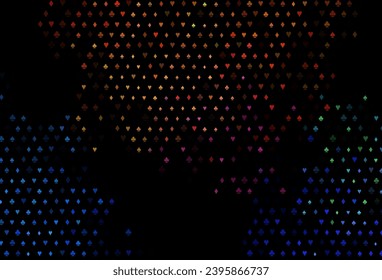 Dark Multicolor, Rainbow vector template with poker symbols. Blurred decorative design of hearts, spades, clubs, diamonds. Pattern for booklets, leaflets of gambling houses.