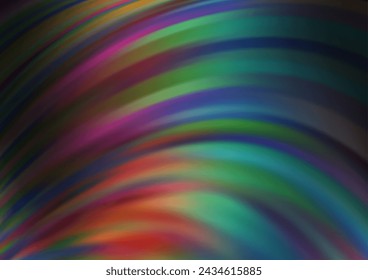 Dark Multicolor, Rainbow vector template with abstract lines. Blurred geometric sample with gradient bubbles.  Marble design for your web site.