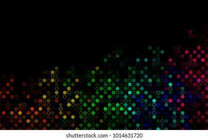 Dark Multicolor, Rainbow vector  texture with disks. Abstract illustration with colored bubbles in nature style. Pattern can be used as texture of water, rain drops.