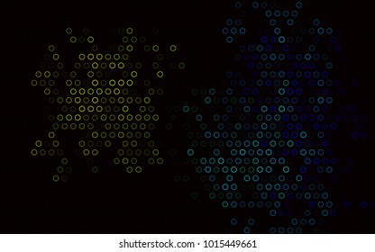 Dark Multicolor, Rainbow vector  texture with disks. Blurred bubbles on abstract background with colorful gradient.