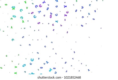 Dark Multicolor, Rainbow vector texture with financial symbols. Shining colored illustration with EUR, USD, JPY signs. Best design for your ad, poster, banner of money.