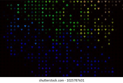 Dark Multicolor, Rainbow vector texture with playing cards. Glitter abstract sketch with isolated symbols of playing cards. Pattern for ads of parties, events in Vegas.