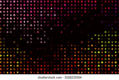 Dark Multicolor, Rainbow vector texture with playing cards. Shining illustration with hearts, spades, clubs, diamonds. Pattern for booklets, leaflets of gambling houses.