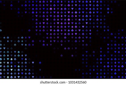 Dark Multicolor, Rainbow vector texture with playing cards. Colorful gradient with signs of hearts, spades, clubs, diamonds. Template for business cards of casinos.