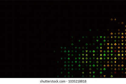Dark Multicolor, Rainbow vector texture with playing cards. Illustration with set of hearts, spades, clubs, diamonds. Pattern for leaflets of poker games, events.