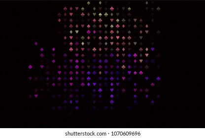 Dark Multicolor, Rainbow vector texture with playing cards. Blurred decorative design of hearts, spades, clubs, diamonds. Template for business cards of casinos.