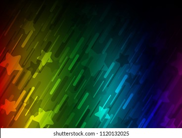 Dark Multicolor, Rainbow vector texture with colored lines. Shining colored illustration with narrow lines. The pattern can be used as ads, poster, banner for commercial.
