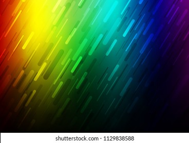 Dark Multicolor, Rainbow vector texture with colored lines. Glitter abstract illustration with colored sticks. The pattern can be used for websites.